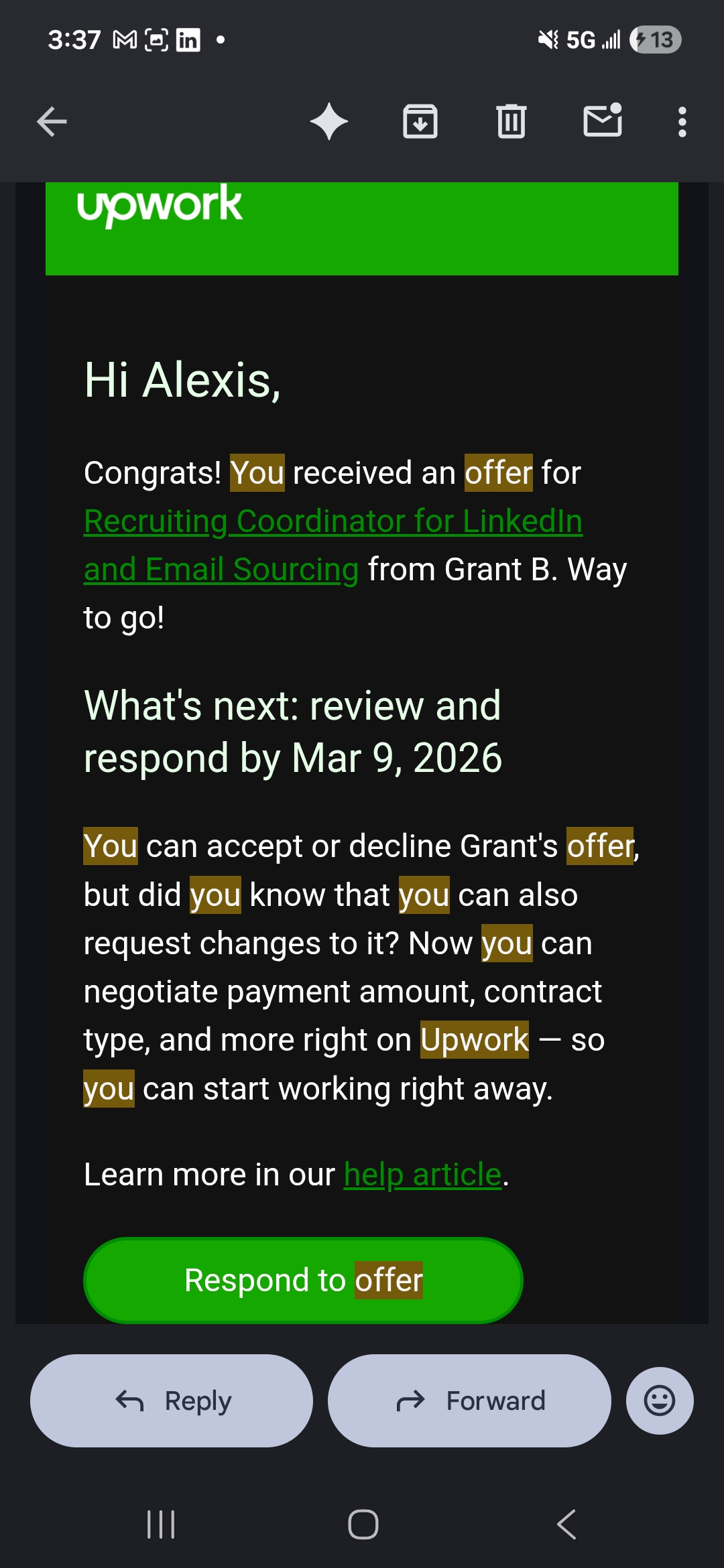 Second offer proof screenshot